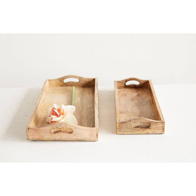 Set of 2 Mango Wood Trays Brown - Storied Home