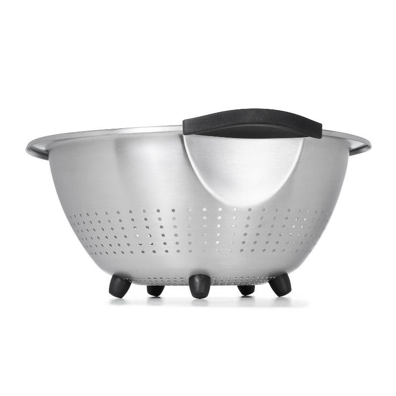 OXO 3Qt Stainless Steel Colander: Dishwasher-Safe Pasta Strainer, Light Silver, 9.6" Width, 3Qt Capacity