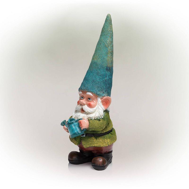 15" Outdoor Polyresin Garden Gnome with Watering Can - Alpine Corporation: Weatherproof Yard Decor