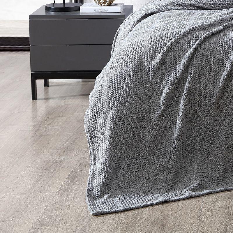 Kenneth Cole Waffle Grid Solid Cotton Blanket