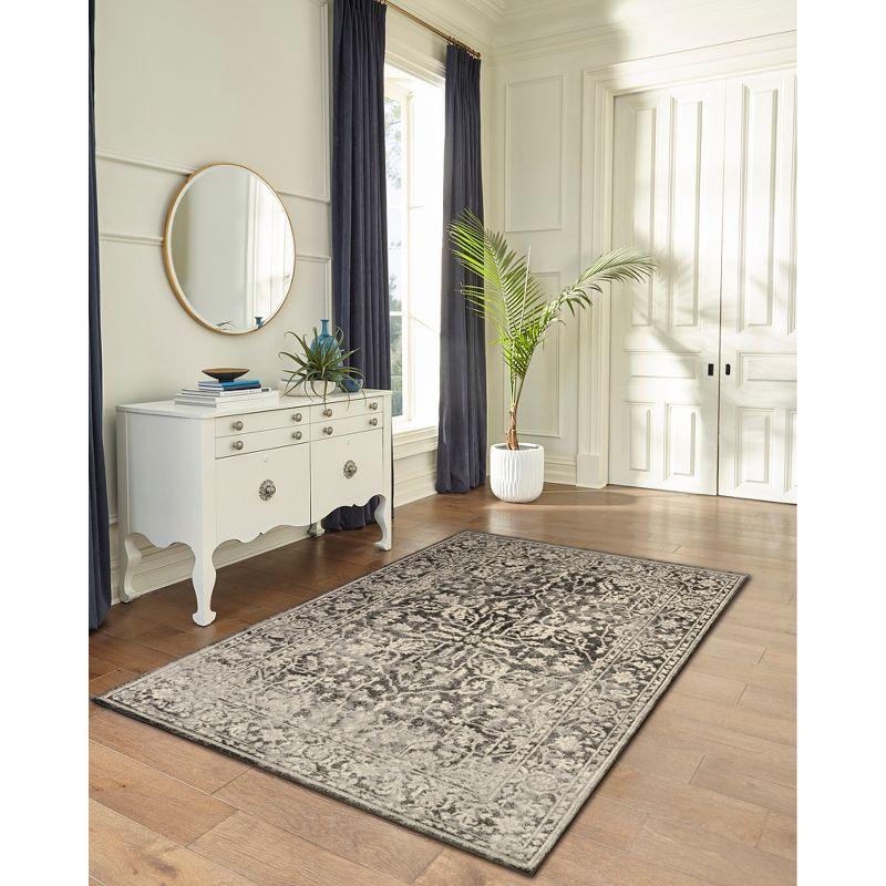 Soho Heriz Black Medallion 6' x 9' Easy Care Synthetic Rug