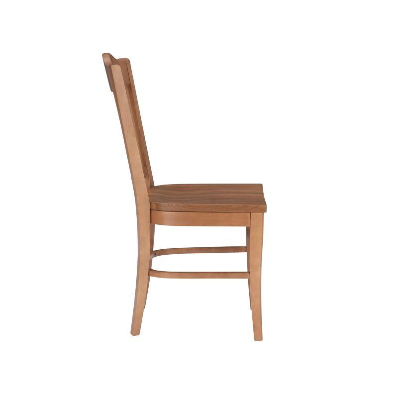 Set of 2 Timeless Brown Beechwood Slat-Back Dining Chairs