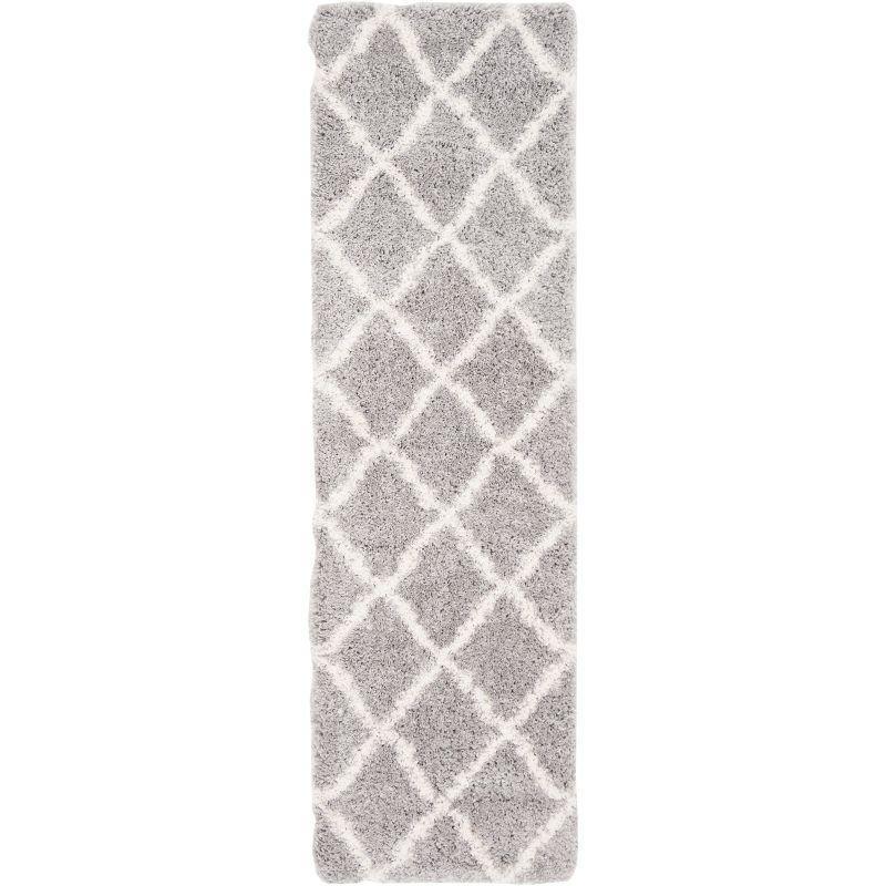 Elegant Gray Shag 27" Hand-Knotted Synthetic Area Rug