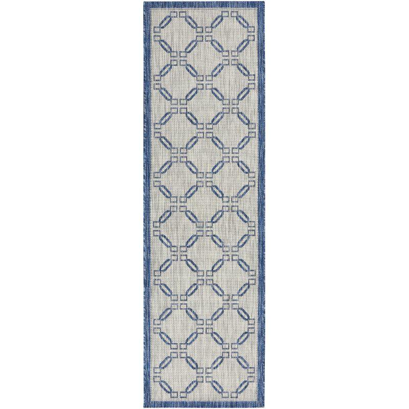 Nourison Garden Party GRD02 Indoor/outdoor Area Rug - Ivory Blue 2'2" x 7'6"