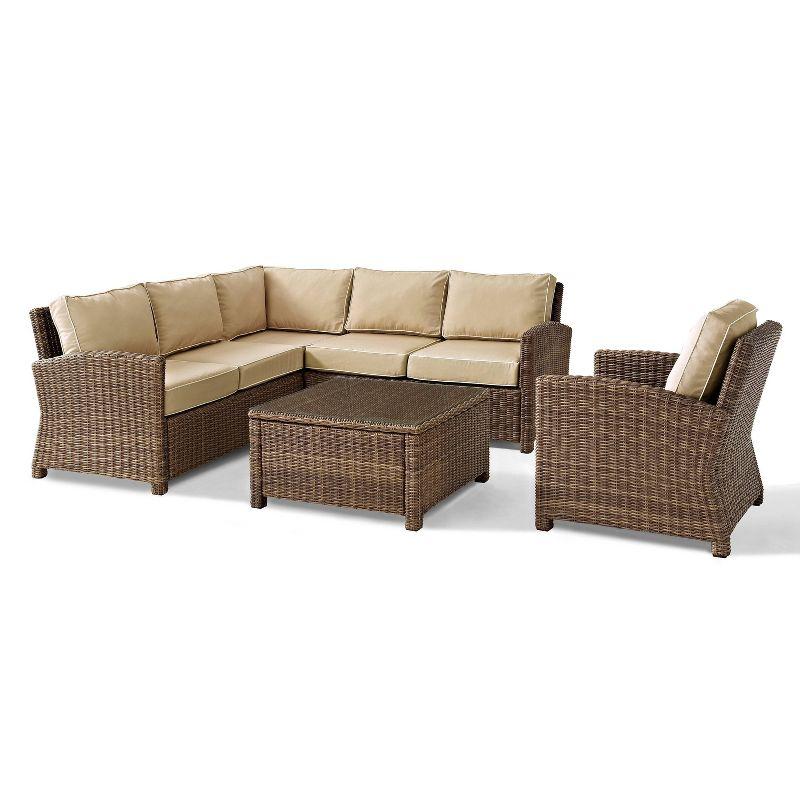 Bradenton 5pc Outdoor Wicker Sectional Set - Sand - Crosley: Steel Frame, UV-Resistant, Modular Design