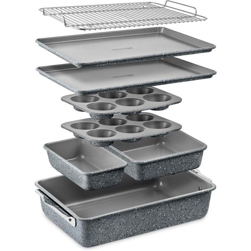 Bakken 8-Piece Gray Ceramic Non-Stick Stackable Bakeware Set