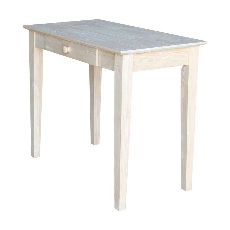 Solid Wood Writing Table Unfinished - International Concepts: 30"H, Hardwood, Narrow Design, 36" Width, Space Saver