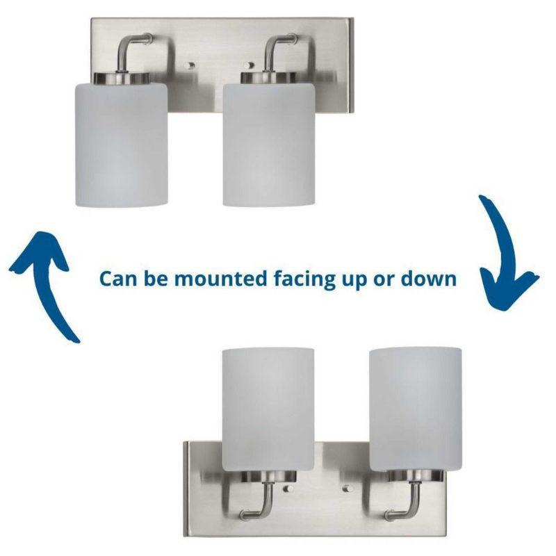 Progress Lighting Merry Collection 2-Light Brushed Nickel Etched Glass Transitional Bath Vanity Light