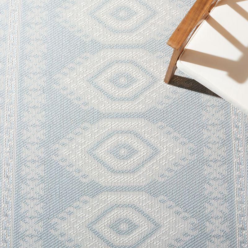 Handmade Aqua Blue Ivory Synthetic Indoor/Outdoor Tufted Rug 4'5" x 6'5"