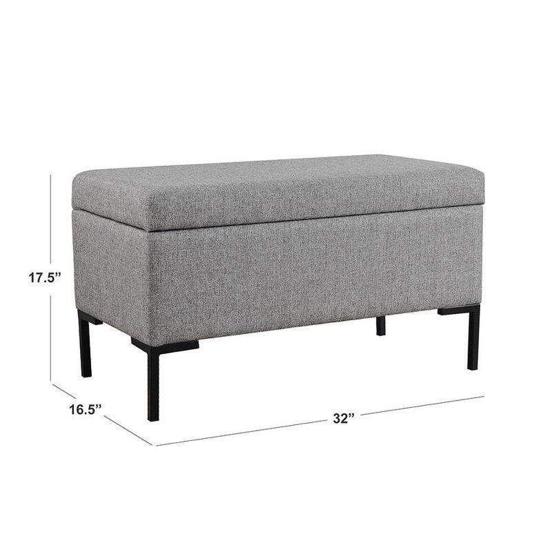 Medium Storage Bench with Metal Legs Gray Woven - HomePop