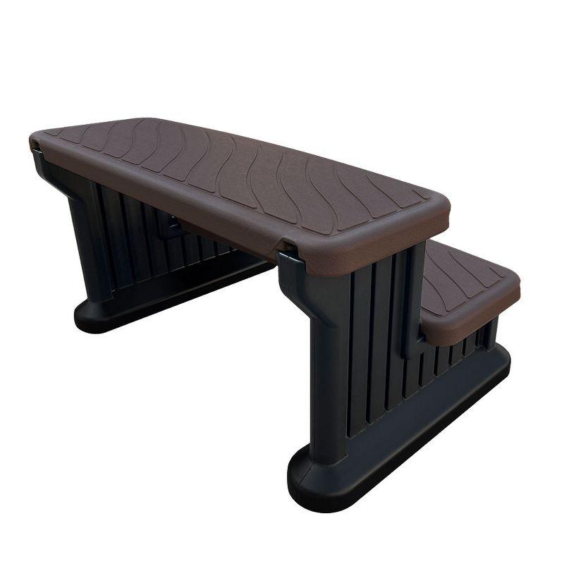 Puri Tech Universal Spa & Hot Tub Outdoor Steps No Slip Grip Support - Espresso with Black