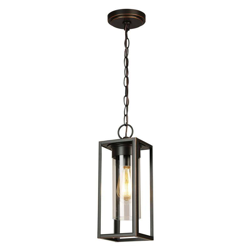 15" 1-Light Walker Hill Outdoor Clear Glass Pendant Oil Rubbed Bronze - EGLO: ETL Listed, Adjustable, Dimmable