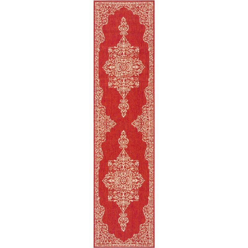 Beach House BHS180 POWER LOOMED Indoor/Outdoor Runner Rug - Red/Creme - 2'2"x6' - Safavieh