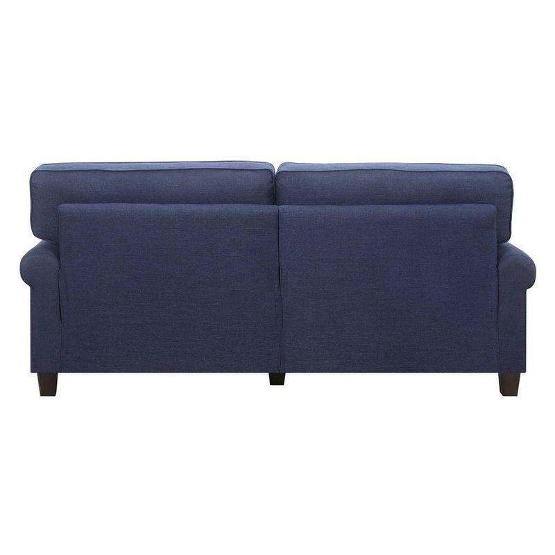 Navy Blue 73" Plush Rolled Arm Sofa with Wood Frame and Pillow Back