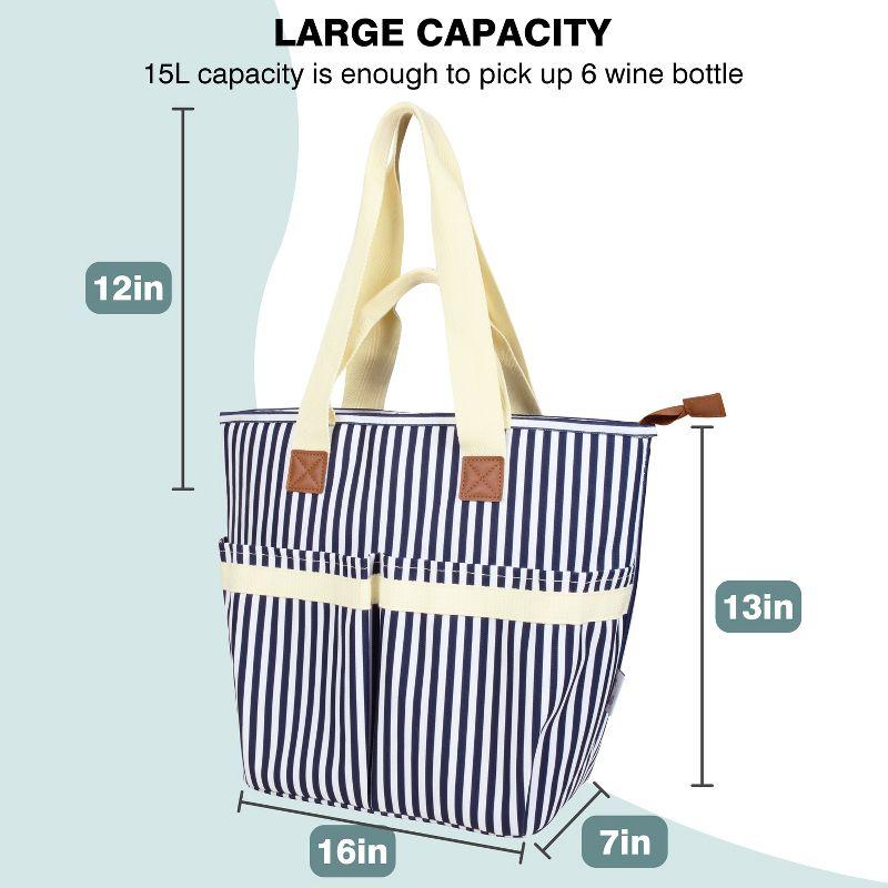 Solaris Insulated Cooler Bag, 3 Layer Leakproof Soft Cooler tote bag, Collapsible Waterproof Grocery Thermal Bag, Gift Ideas for Picnic, Gray Strip