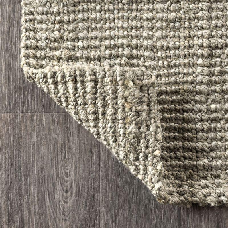 Gray Handwoven Jute Reversible Rectangular Area Rug