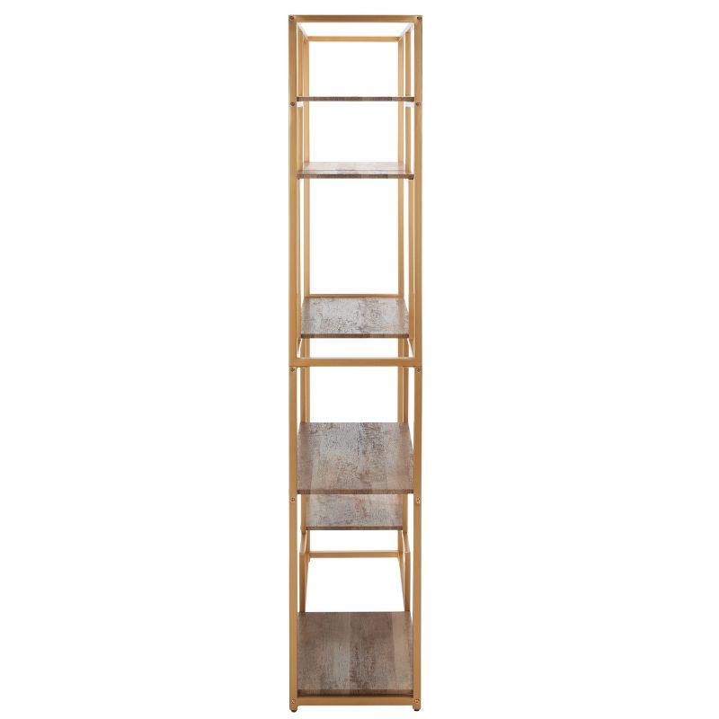 Rege Gold and Wood 7-Shelf Asymmetric Etagere