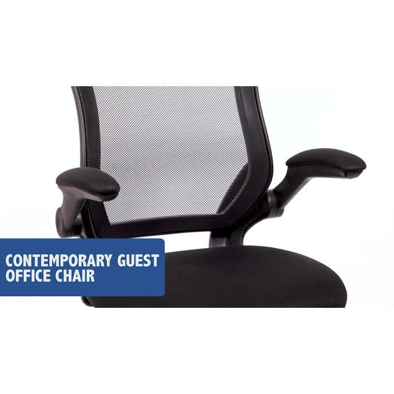 Flash Furniture Black Mesh Sled Base Side Reception Chair with Flip-Up Arms