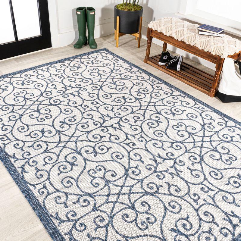 Madrid Vintage Filigree Textured Weave Indoor/Outdoor Area Rug - JONATHAN Y