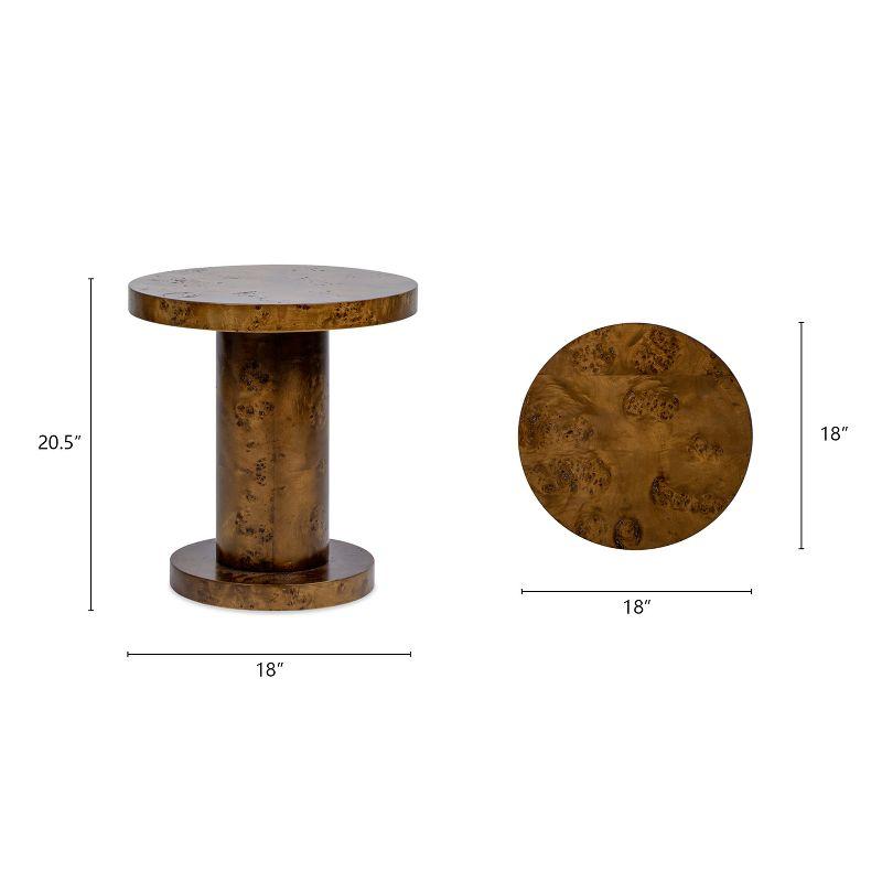Jennifer Taylor Home Bolin 18" Round Pillar Burl Accent Side Table, Walnut Brown Burl Wood