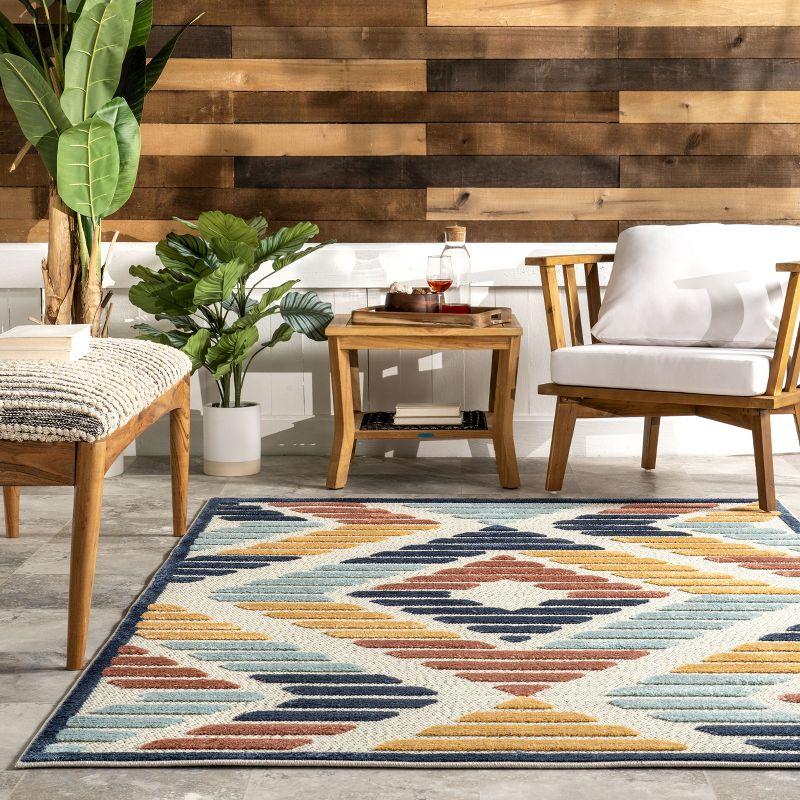 Nuloom Brinn Geometric Striped Indoor/Outdoor Patio Area Rug 5x7, Blue