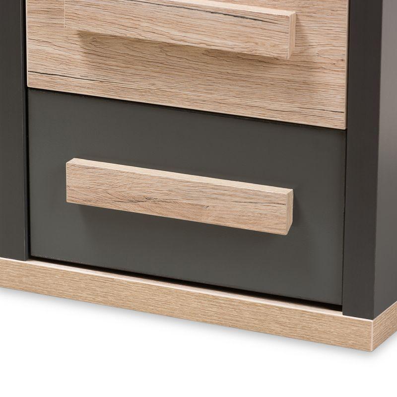 Pandora Modern and Contemporary Two-Tone 2 Drawer Nightstand Dark Gray - Baxton Studio: Bedside Table with Storage, MDF Wood