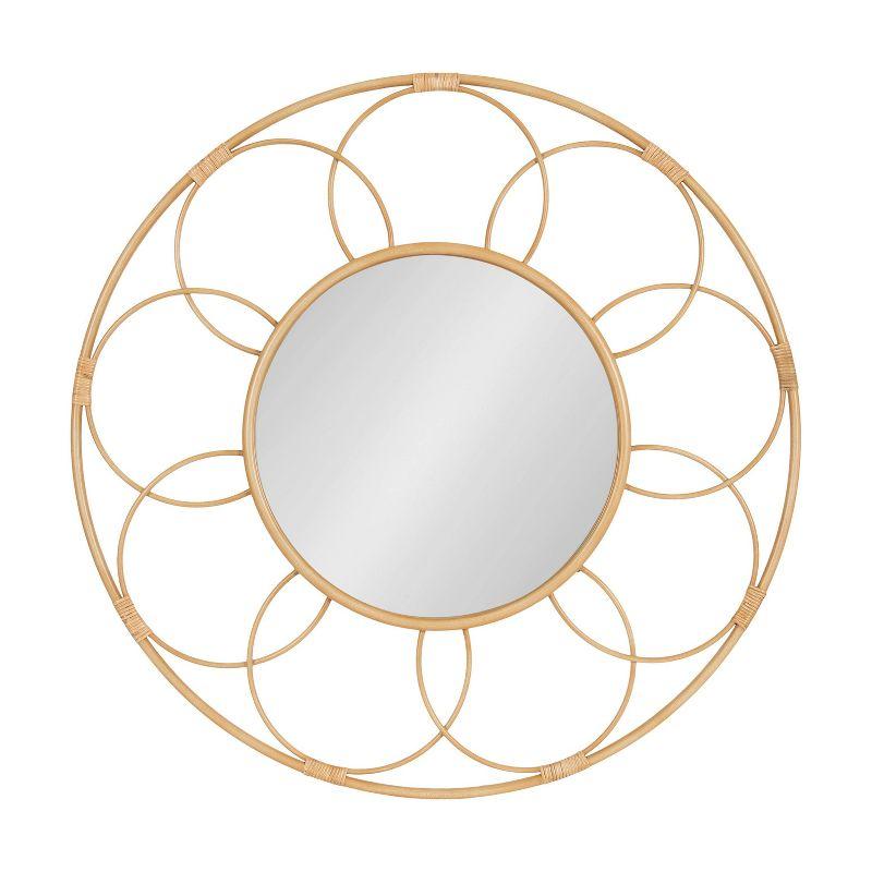 Cori 34" Round Natural Rattan and Metal Mirror