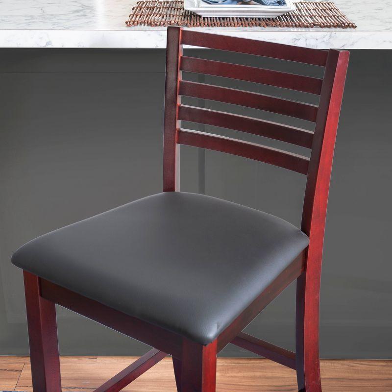 30" Torino Padded Seat Ladder Back Barstool Upholstered Seat - Espresso Wood - Linon