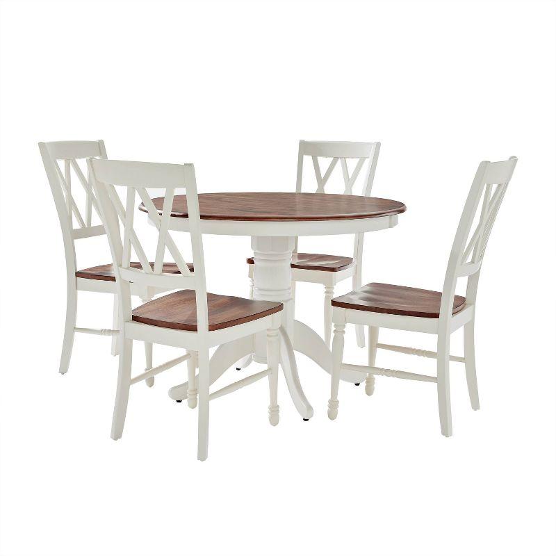 Shelby Distressed White and Brown 5-Piece Round Dining Set