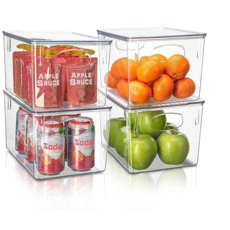 Sorbus Large Plastic Storage Bins with Lids - for Kitchen Organization, Pantry/Storage Organizers, Fridge Organizer - Clear Storage Bins (4 pack)