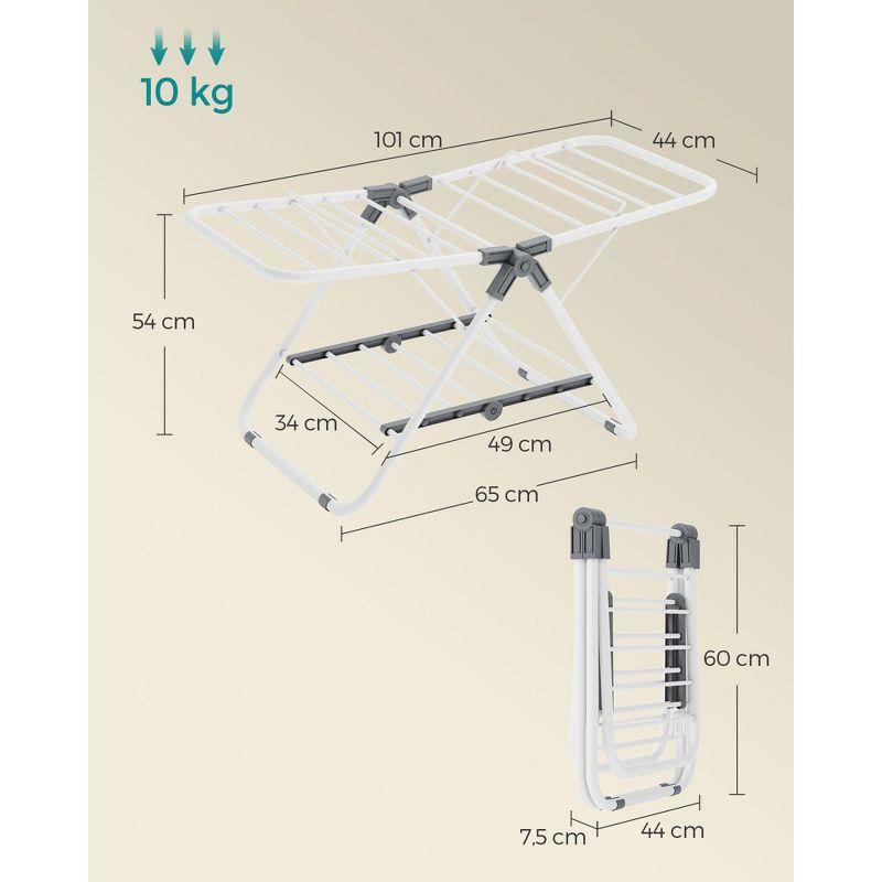 SONGMICS Small Clothes Drying Rack, Foldable 2-Level Laundry Drying Rack, Space-Saving, 17.3 x 39.8 x 19.7 Inches, Cloud White