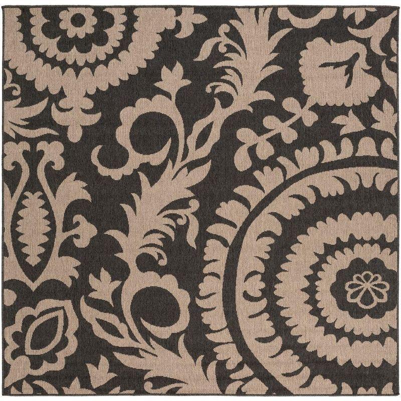 Nancy Black and Cream Hand-Knotted Wool Square Rug