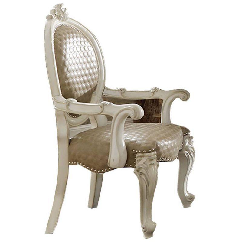 Versailles 26" Dining Chairs and Bone White Finish - Acme Furniture: Nailhead, Tufted, Leather Upholstery, No Assembly Required