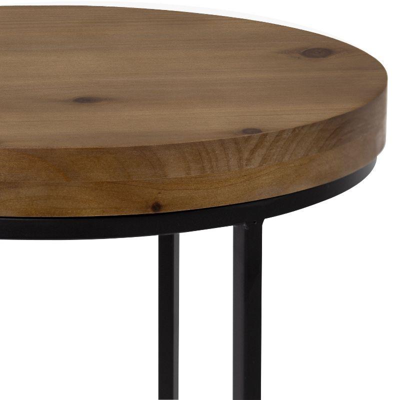 Kate and Laurel Espada Round Metal Nesting Table, 2 Piece, Rustic Brown and Black