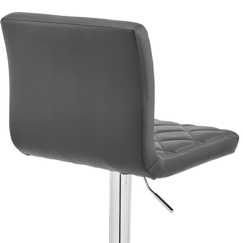 Duval Adjustable Barstool with Faux Leather and Metal Finish Gray - Armen Living