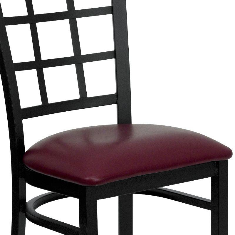 Hercules Series Black Window Back Chair with Burgundy Vinyl Seat