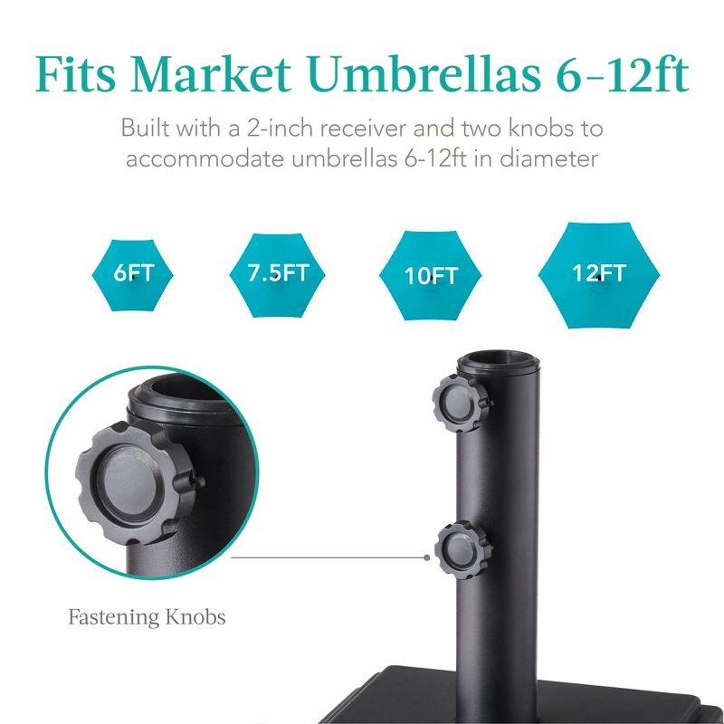 Best Choice Products Mobile Umbrella Base, Fillable Heavy-Duty Market Stand w/4 Wheels, 2 Locks, 120lb Capacity