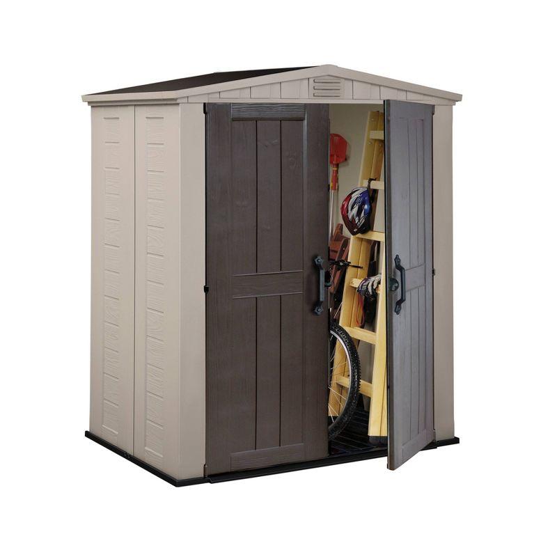 Keter 6'x3' Factor Outdoor Storage Shed Brown: Resin Frame, All-Weather, 10 Year Limited Warranty