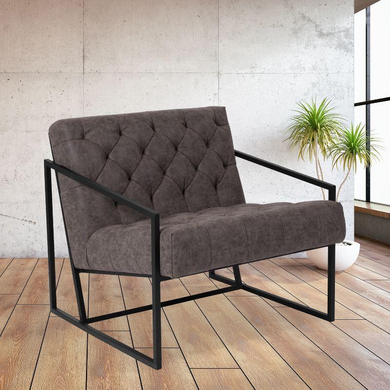 Flash Furniture HERCULES Madison Series Retro Gray LeatherSoft Tufted Lounge Chair