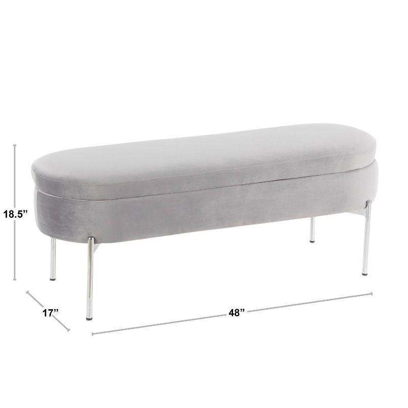 48" Chloe Contemporary Upholstered Storage Bench Gold/Cream - LumiSource: Velvet Seating, Metal Base
