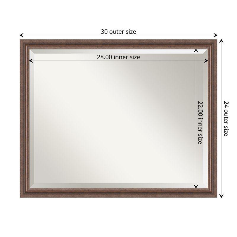 Amanti Art Distressed Rustic Brown Beveled Wood Bathroom Wall Mirror 24.5 x 30.5 in.