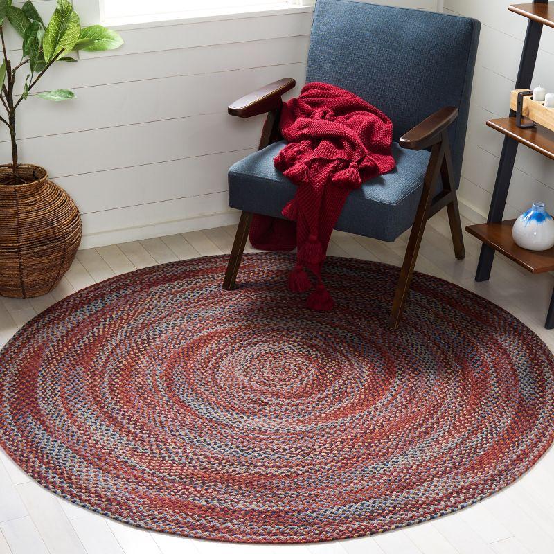 Braided BRD257 Flat Weave Indoor Area Rug - Blue/Rust - 4'x6' Oval - Safavieh