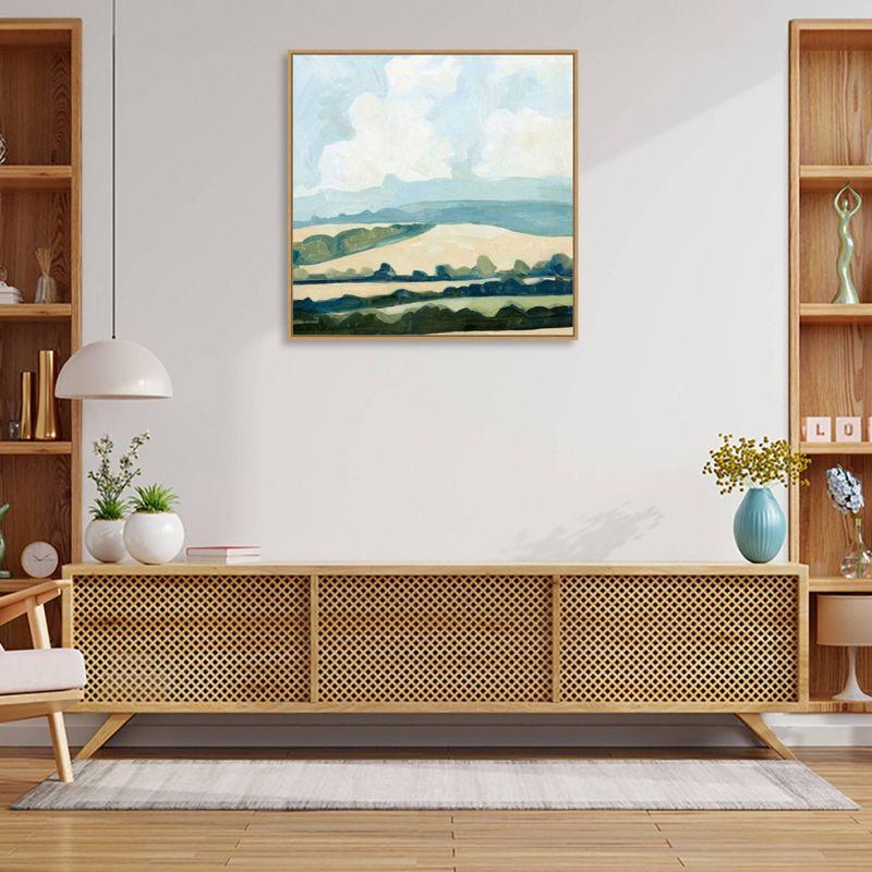 Fieldscape II Blue and Green Canvas Wall Art with Float Frame