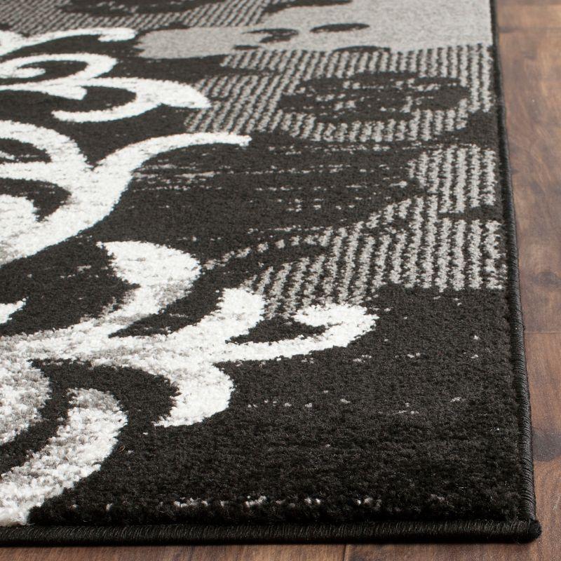 Adirondack ADR114 Non-Shedding Power Loomed Indoor Accent Rug - Black/Silver - 4'x4' - Safavieh