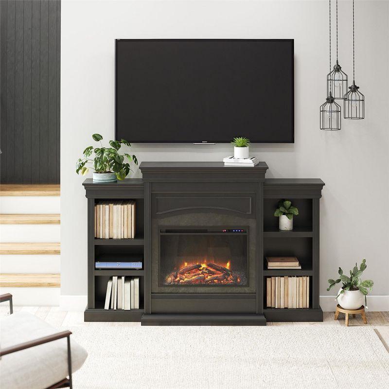 Ameriwood Home Lamont Mantel Electric Fireplace Space Heater, Black