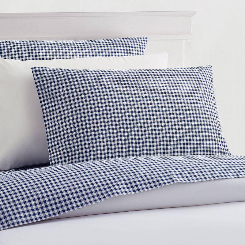 Laurel & Mayfair King Gingham Print Sheet Set Navy