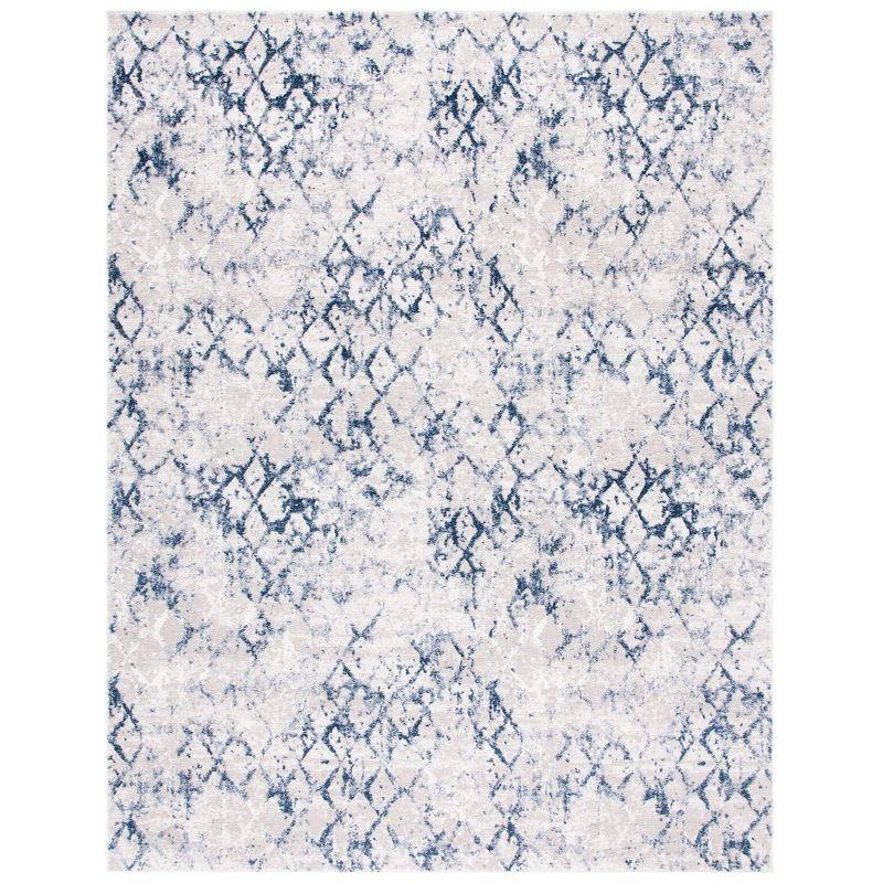 Grey and Navy Abstract Square Area Rug, 5'3"