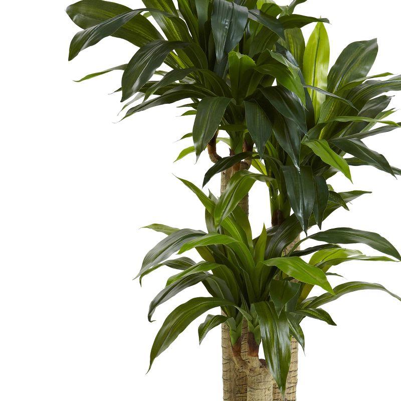 Nearly Natural 4.5' Cornstalk Dracaena Silk Plant with Vase (Real Touch): Faux Floor Plant, Indoor Decorative Polyester