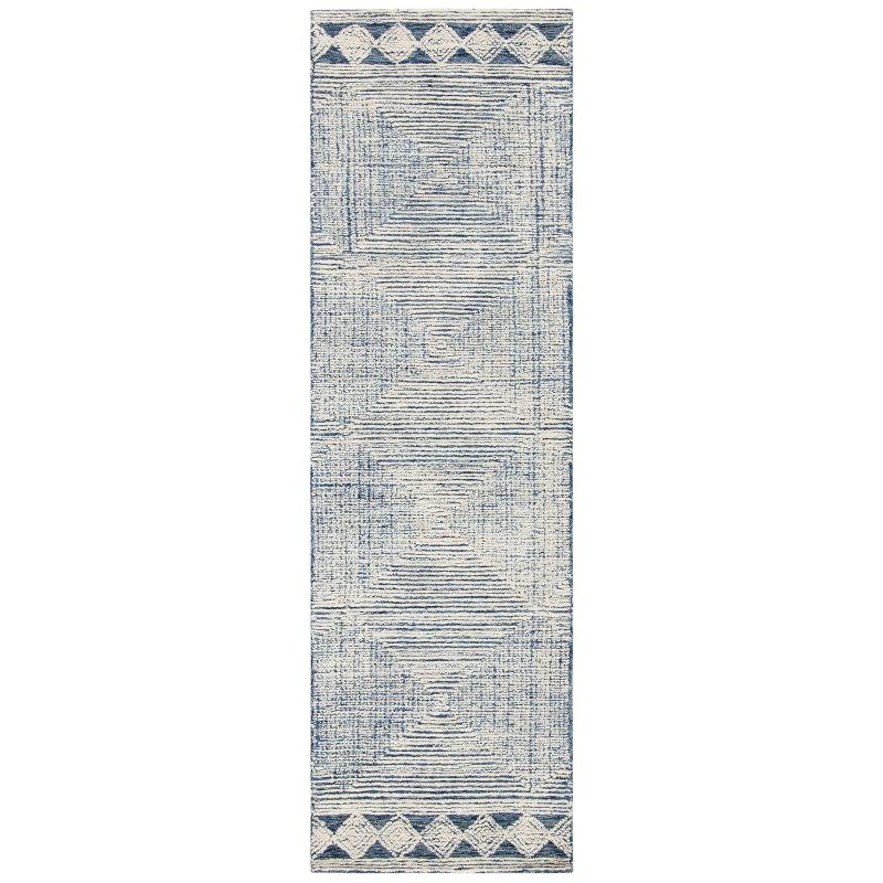 Ivory Abstract Hand-Tufted Wool Runner Rug 27" x 14"