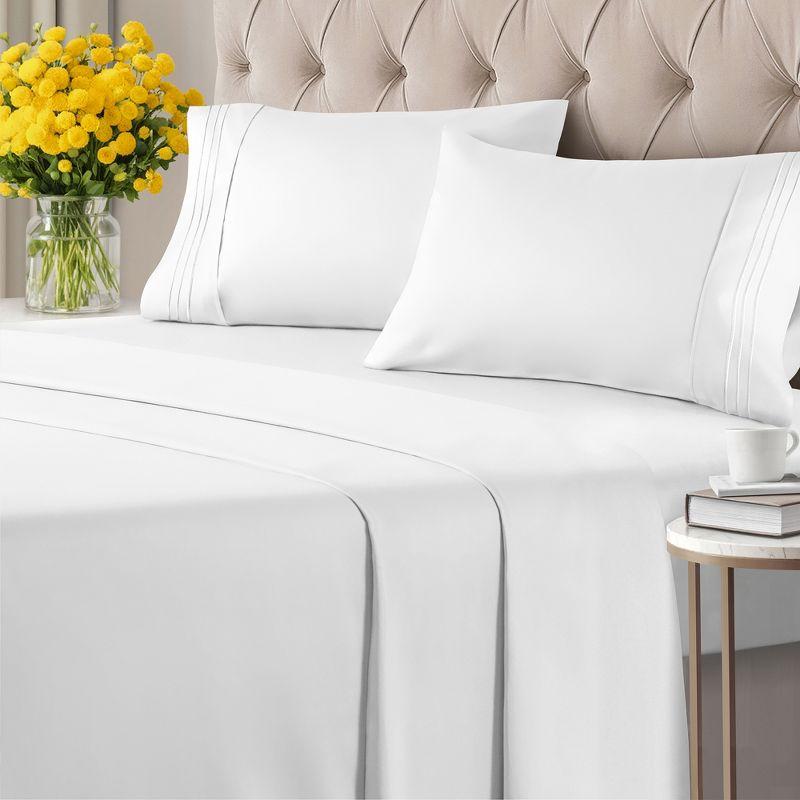 CGK Linens 4 Piece Microfiber Sheet Set in White, Size Twin